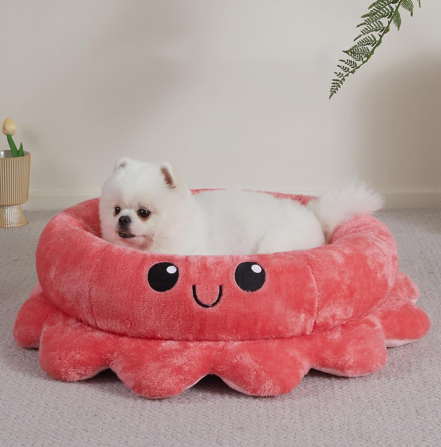 Red Octopus Dog Bed - Soft, Comfy & Uniquely Designed