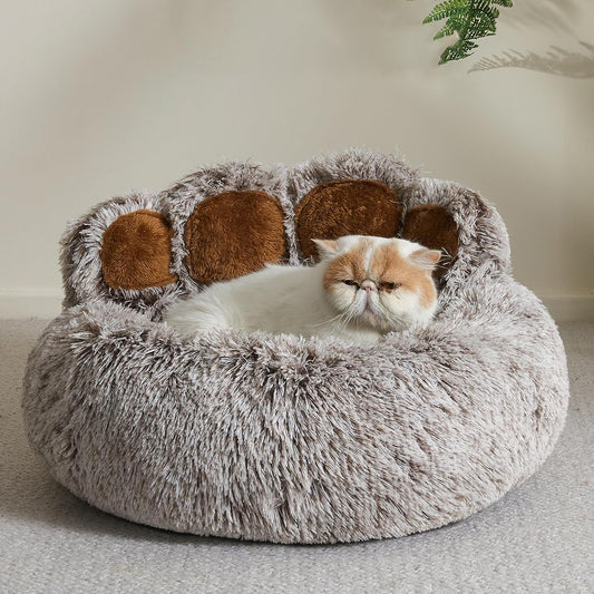 Bear Paw Cozy Pet Bed - Upgraded Soothing Design for Dogs & Cats