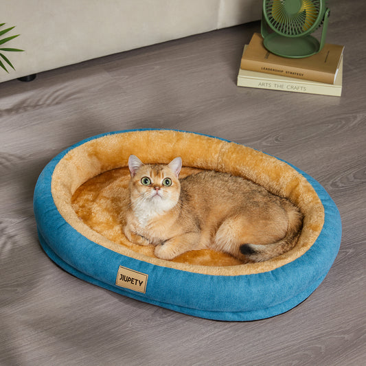 Plush Oval Bed for Cats or Dogs - Cozy Comfort