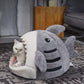 Shark-Style Cozy Cat Bed - Removable Pillow, Washable, Indoor Comfort