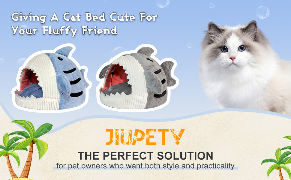 Shark-Style Cozy Cat Bed - Removable Pillow, Washable, Indoor Comfort