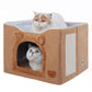 Foldable Cat Cube House - with Scratch Pad & Ball Toy