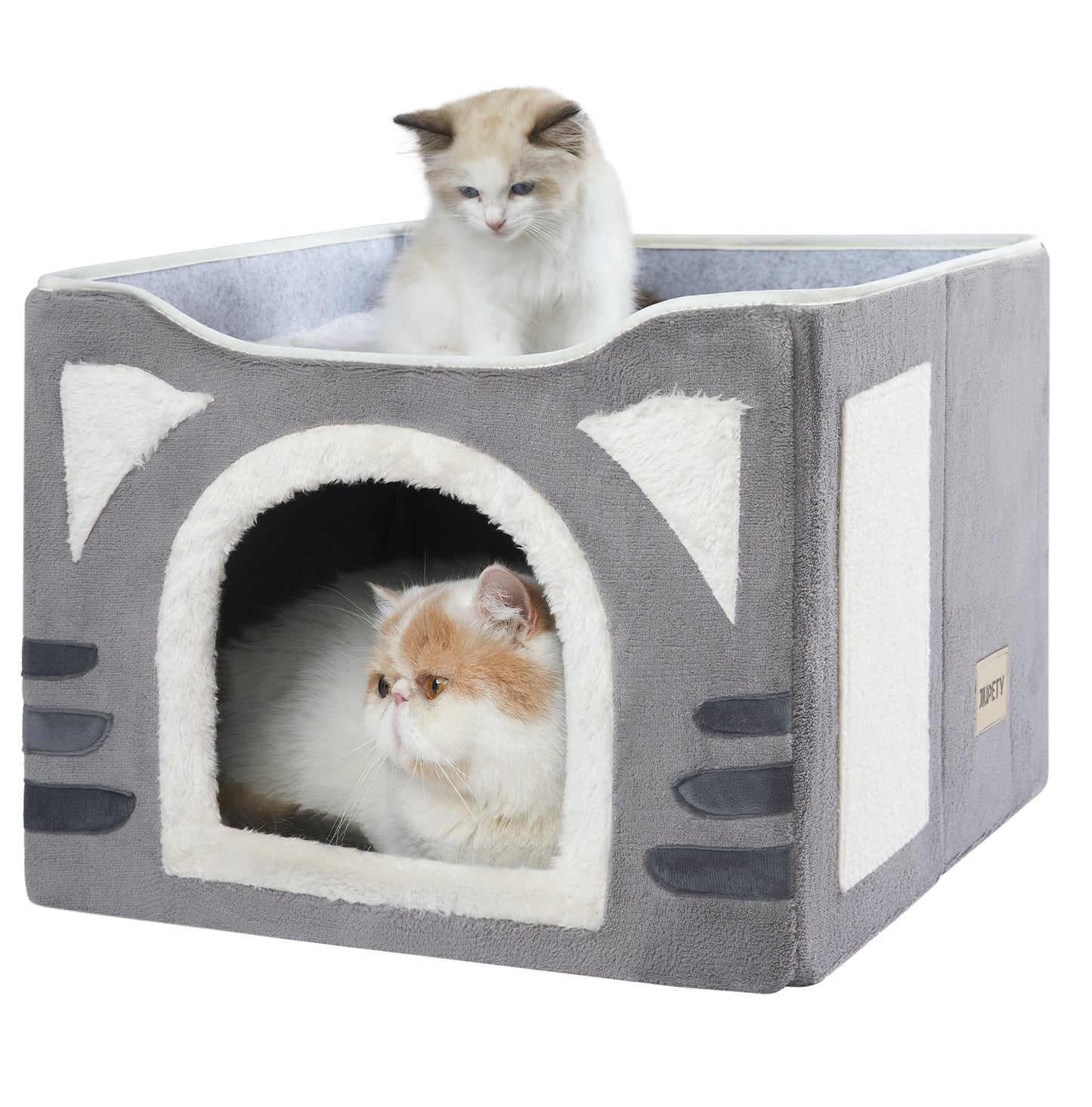 Foldable Cat Cube House - with Scratch Pad & Ball Toy