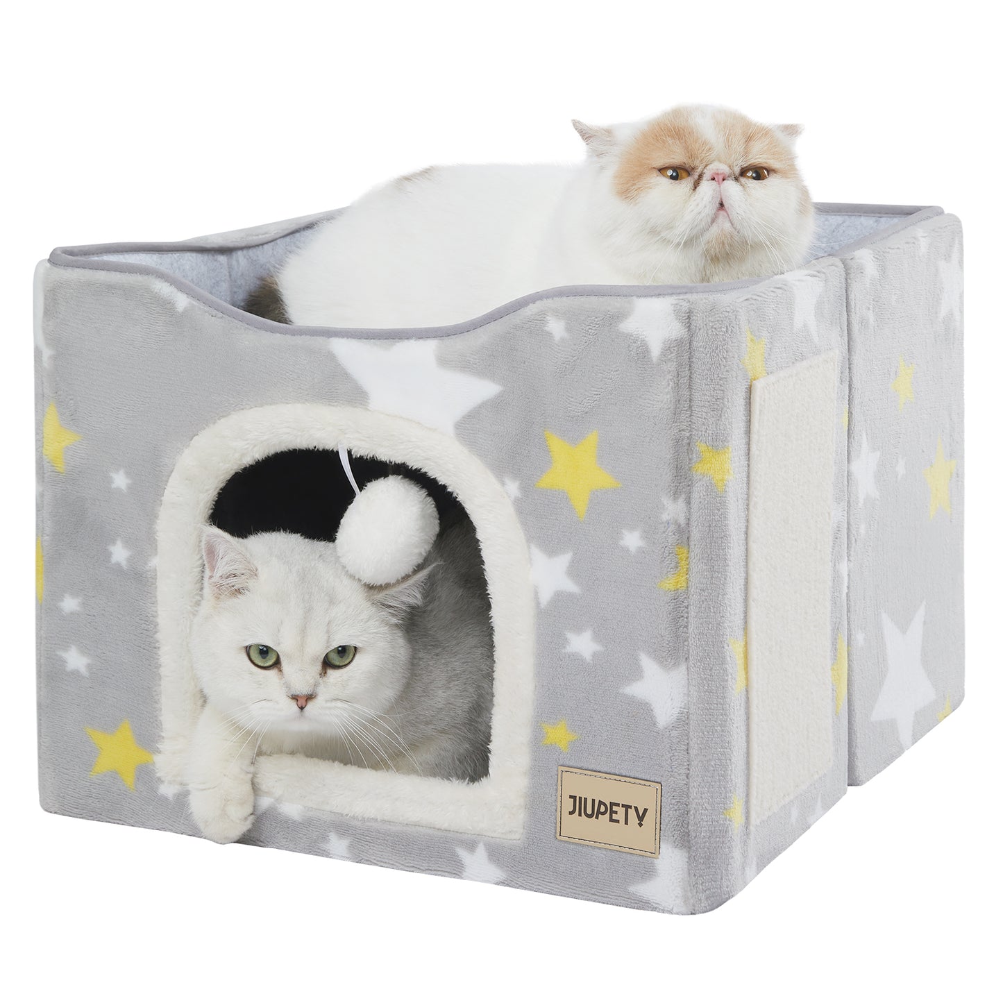 Foldable Cat Cube House - with Scratch Pad & Ball Toy