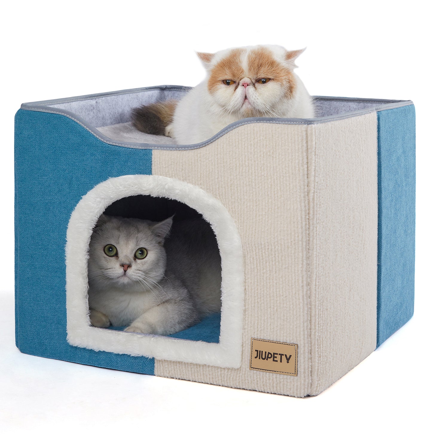 Foldable Cat Cube House - with Scratch Pad & Ball Toy