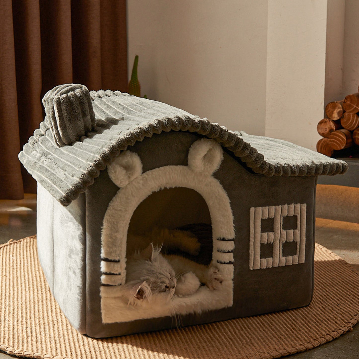 Cartoon Chimney Cat House - Cute & Cozy Shelter