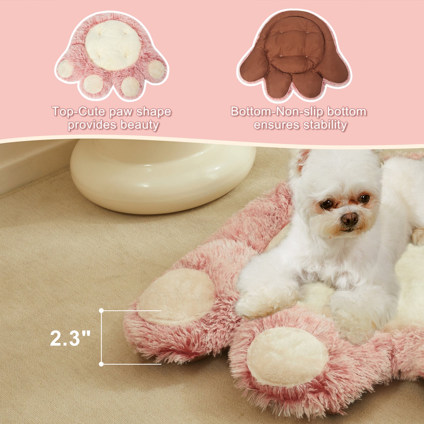 Paw-Shaped Plush Pet Bed - Cozy, Cute & Washer-Dryer Safe