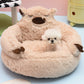 Camel Cozy Calming Donut Pet Bed - Plush, Cute Cartoon Puppy Design