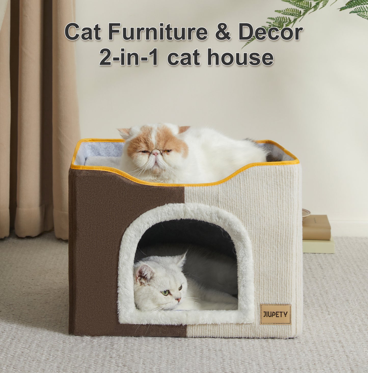 Foldable Cat Cube House - with Scratch Pad & Ball Toy