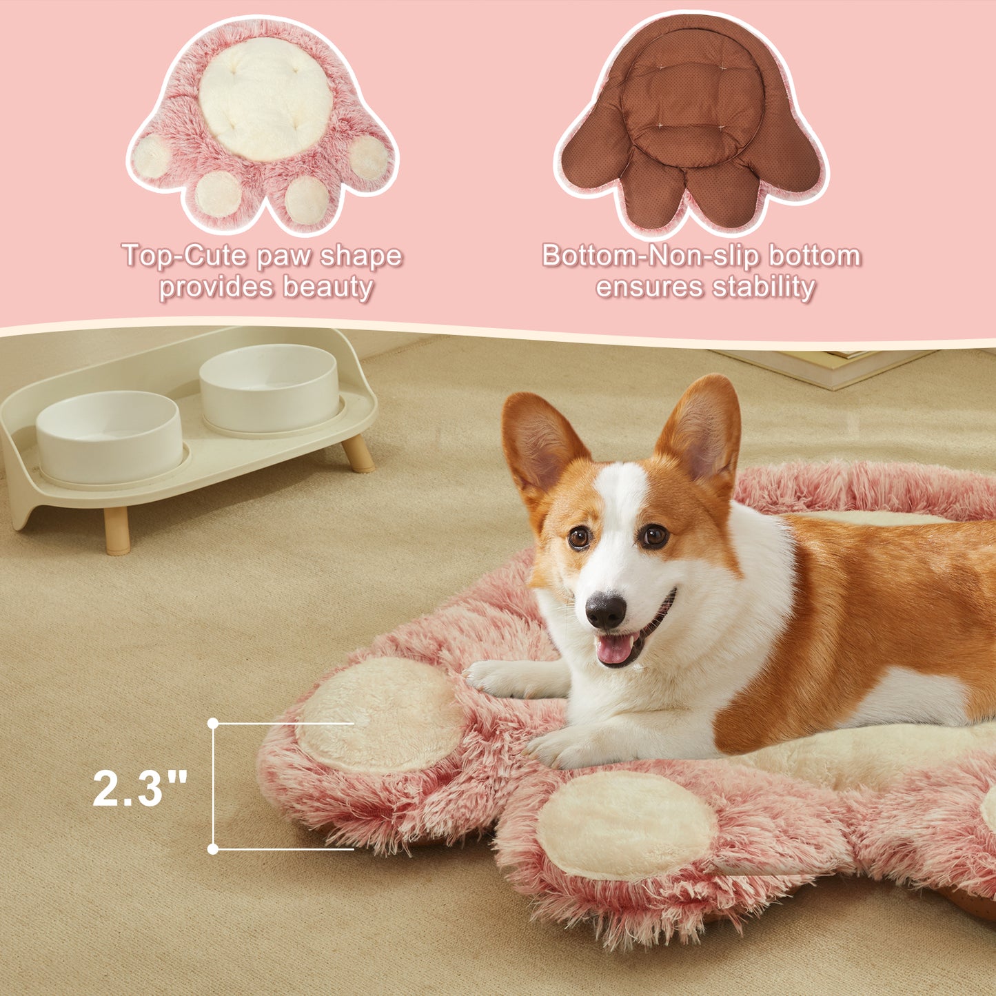 Paw-Shaped Plush Pet Bed - Cozy, Cute & Washer-Dryer Safe