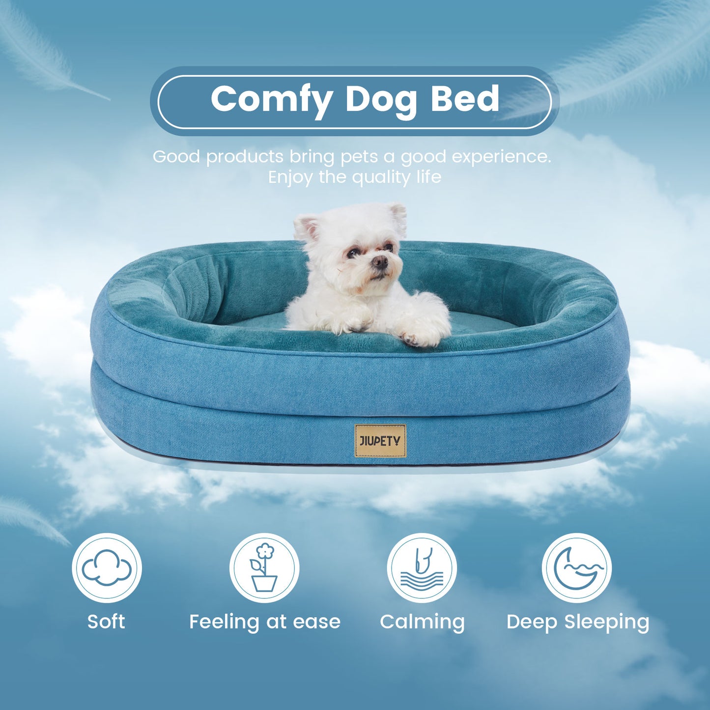 Luxury Round Dog Bed - Waterproof Lining & Bolster