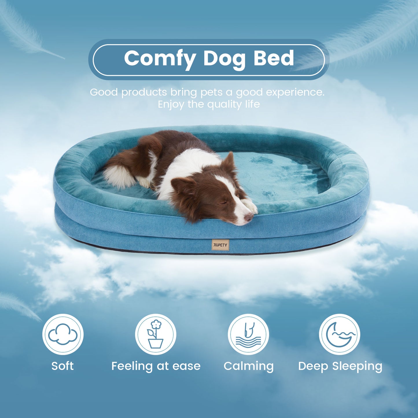 Luxury Round Dog Bed - Waterproof Lining & Bolster