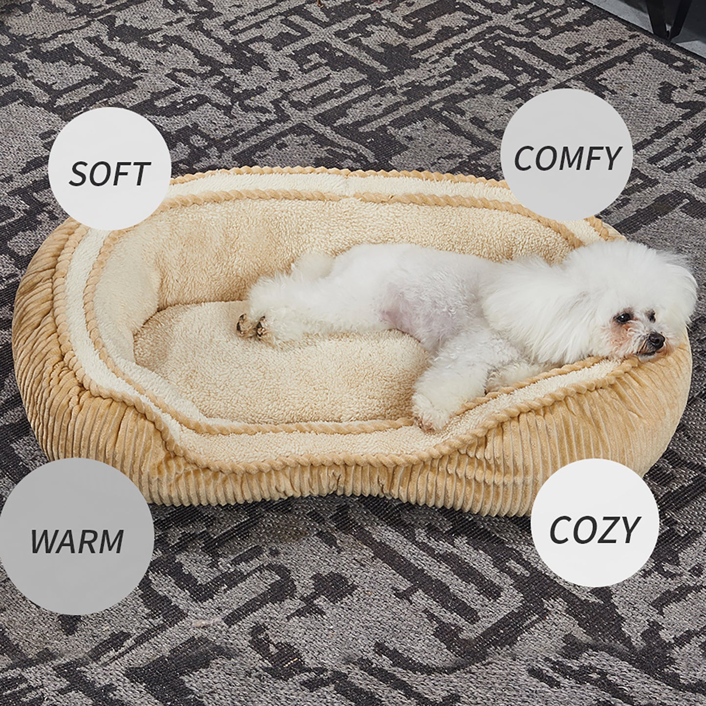 Oval Pet Bed - Cozy, Innovative Design, Plush Comfort, 100% PP Cotton Fill