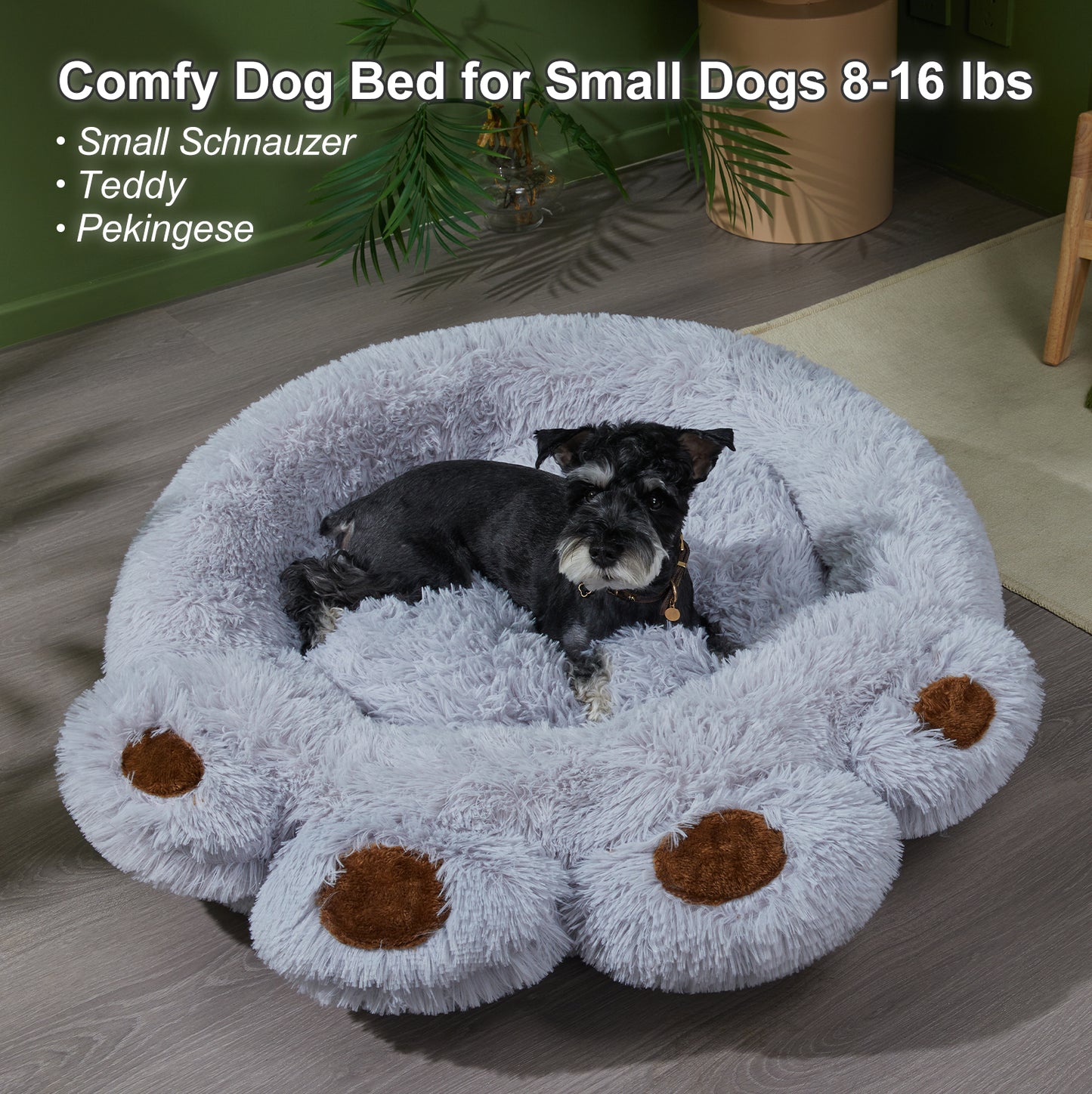 Cozy Paw-Shape Dog Bed - Plush, Calming & Versatile