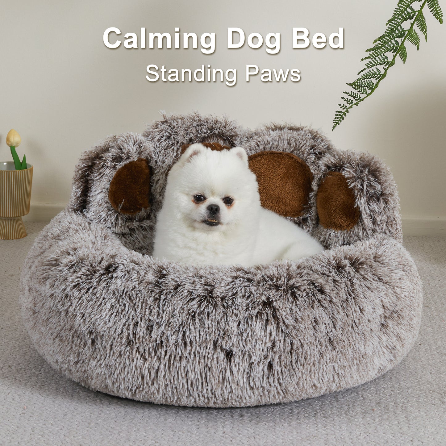 Bear Paw Cozy Pet Bed - Upgraded Soothing Design for Dogs & Cats