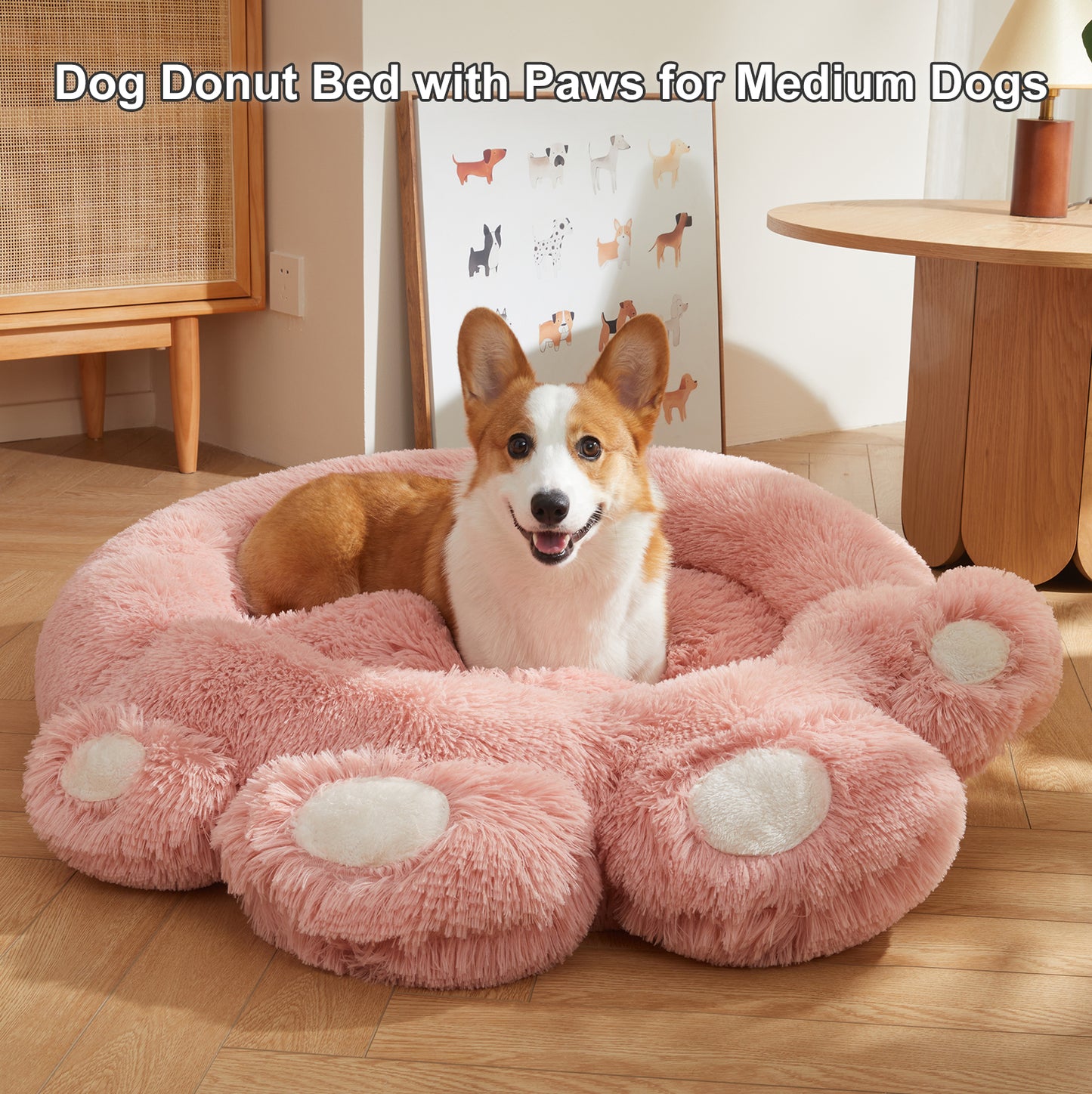 Cozy Paw-Shape Dog Bed - Plush, Calming & Versatile