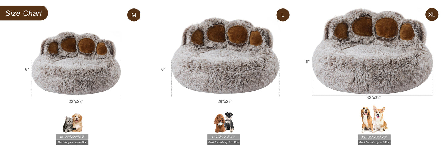 Bear Paw Cozy Pet Bed - Upgraded Soothing Design for Dogs & Cats