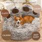 Cozy Paw-Shaped Calming Pet Bed - Soft Faux Fur, Round Donut, Machine Washable