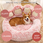 Cozy Paw-Shaped Calming Pet Bed - Soft Faux Fur, Round Donut, Machine Washable