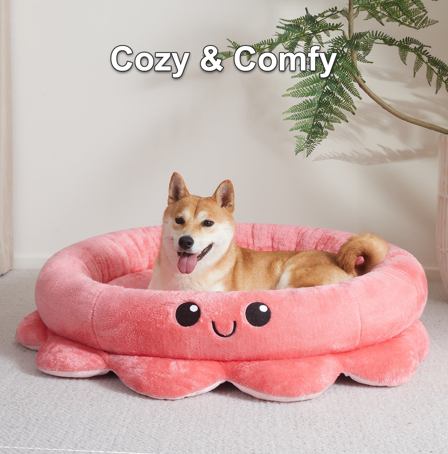 Red Octopus Dog Bed - Soft, Comfy & Uniquely Designed