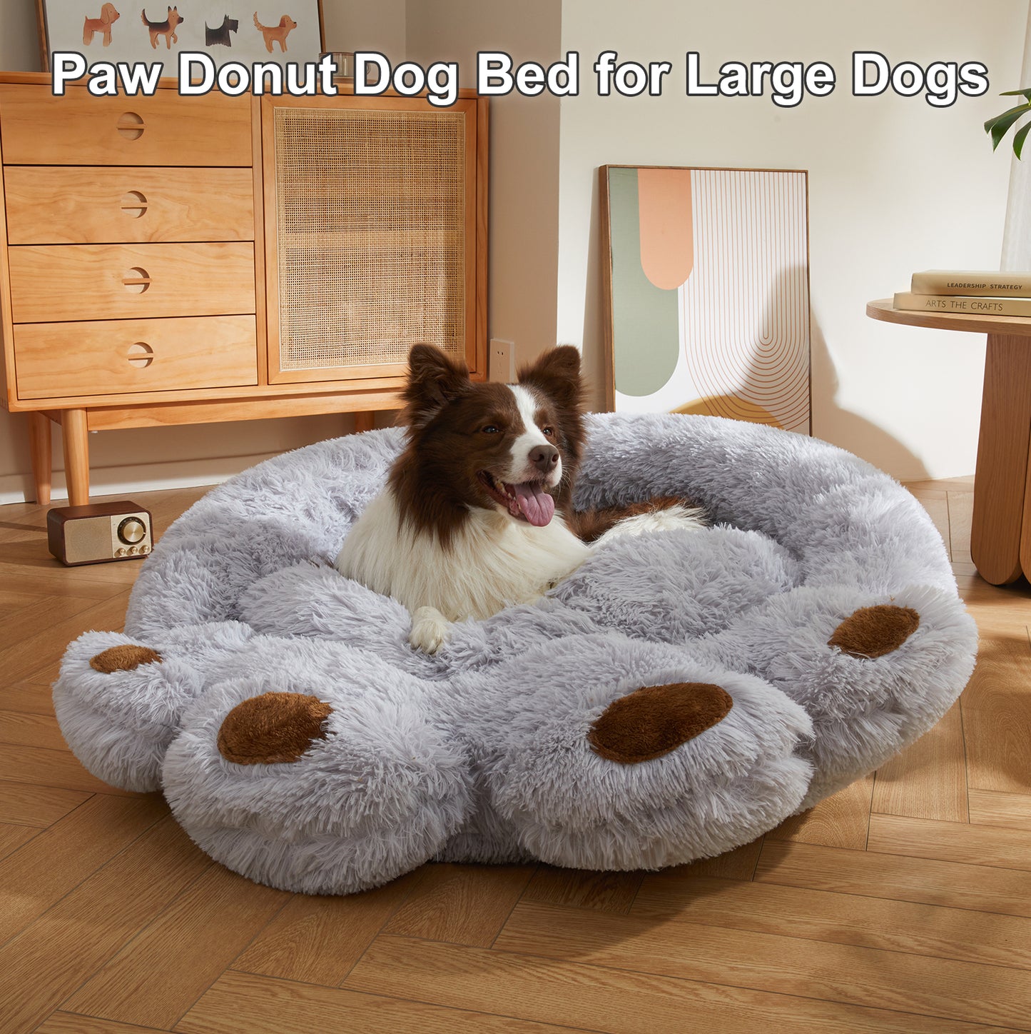 Cozy Paw-Shape Dog Bed - Plush, Calming & Versatile