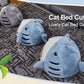 Shark-Style Cozy Cat Bed - Removable Pillow, Washable, Indoor Comfort