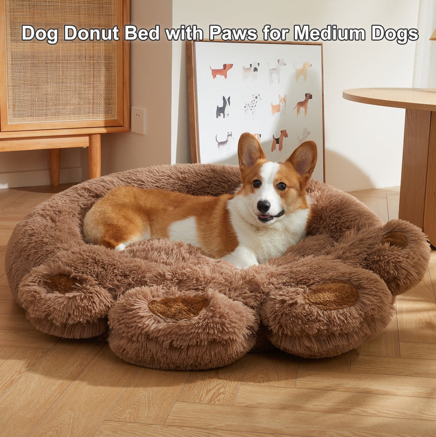 Cozy Paw-Shape Dog Bed - Plush, Calming & Versatile