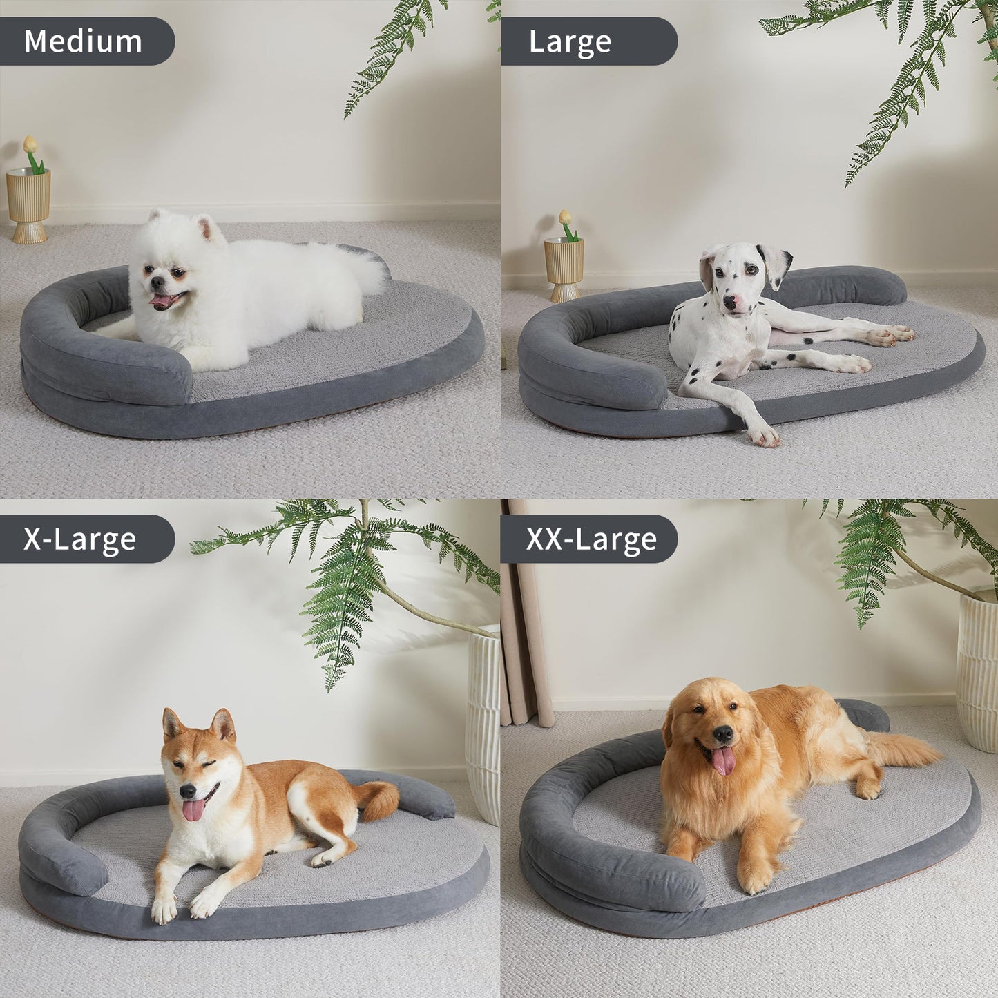 Luxury Waterproof Dog Bed - Egg-Crate Foam, Oval Pillow