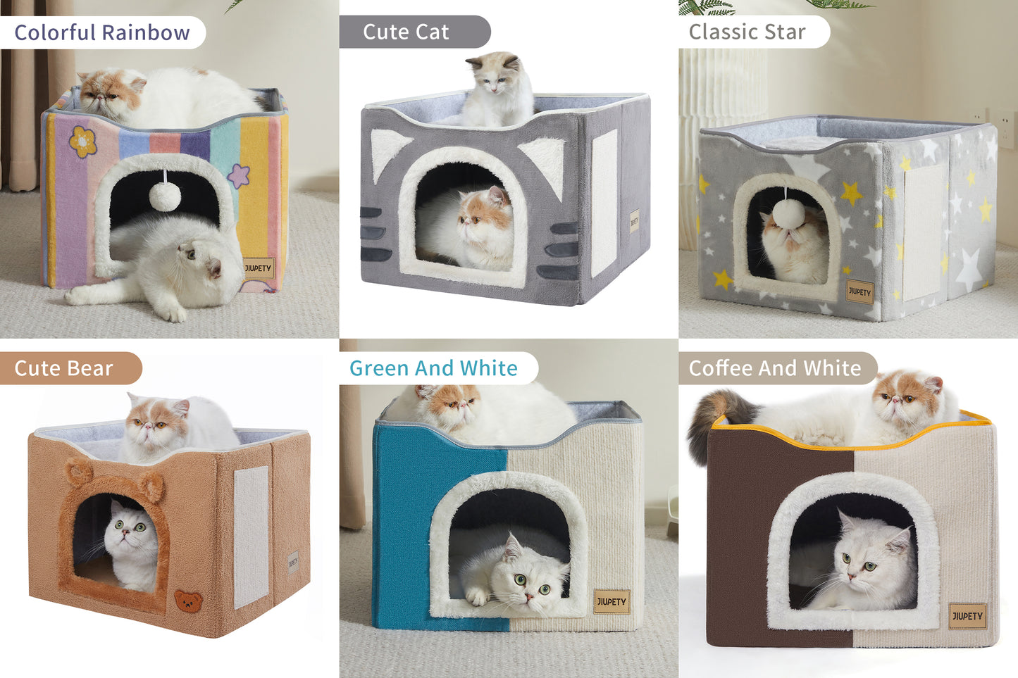 Foldable Cat Cube House - with Scratch Pad & Ball Toy