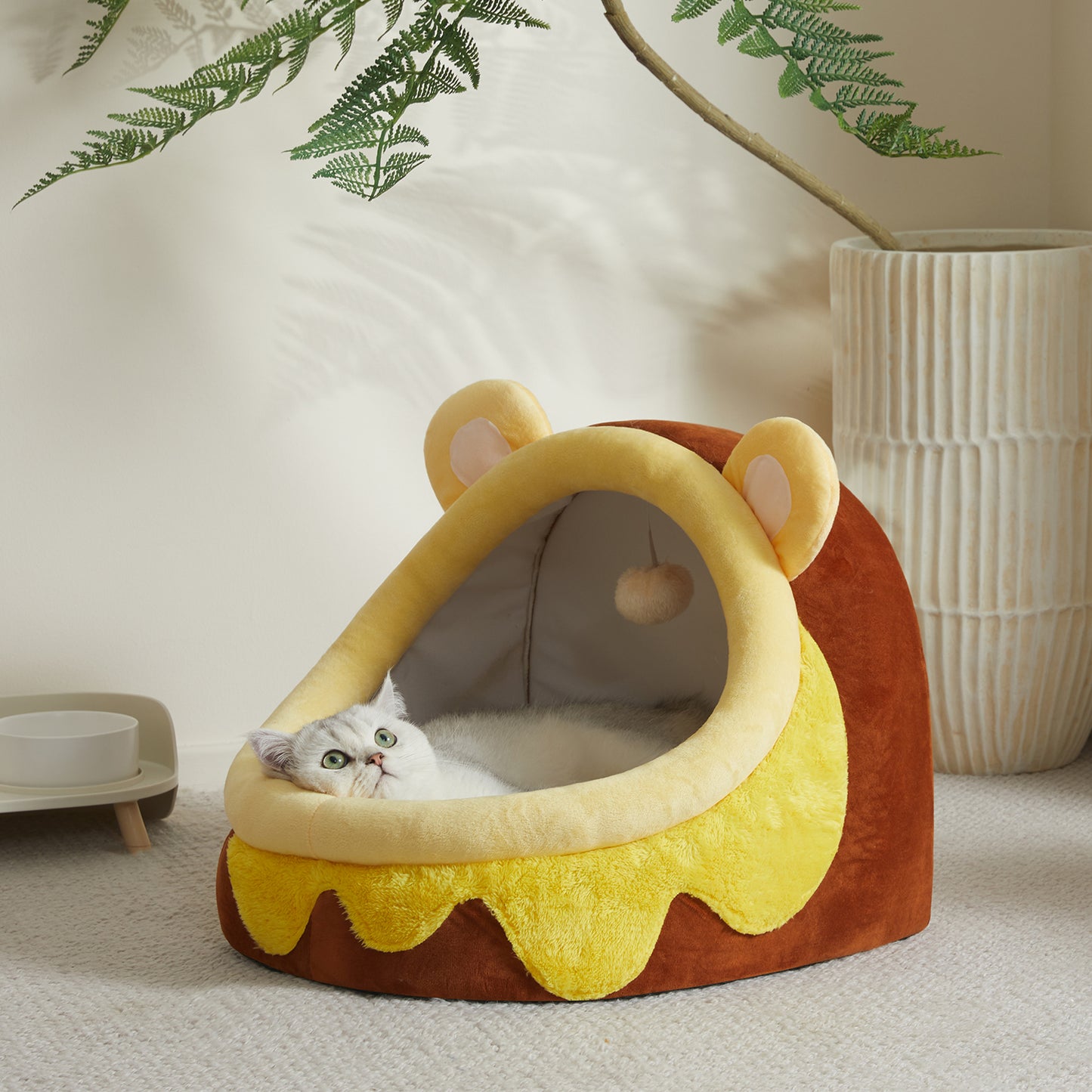 Cute Crystal Velvet Cat Igloo - Cozy Indoor Bed for Cats