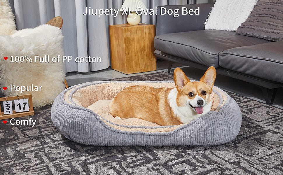 Oval Pet Bed - Cozy, Innovative Design, Plush Comfort, 100% PP Cotton Fill