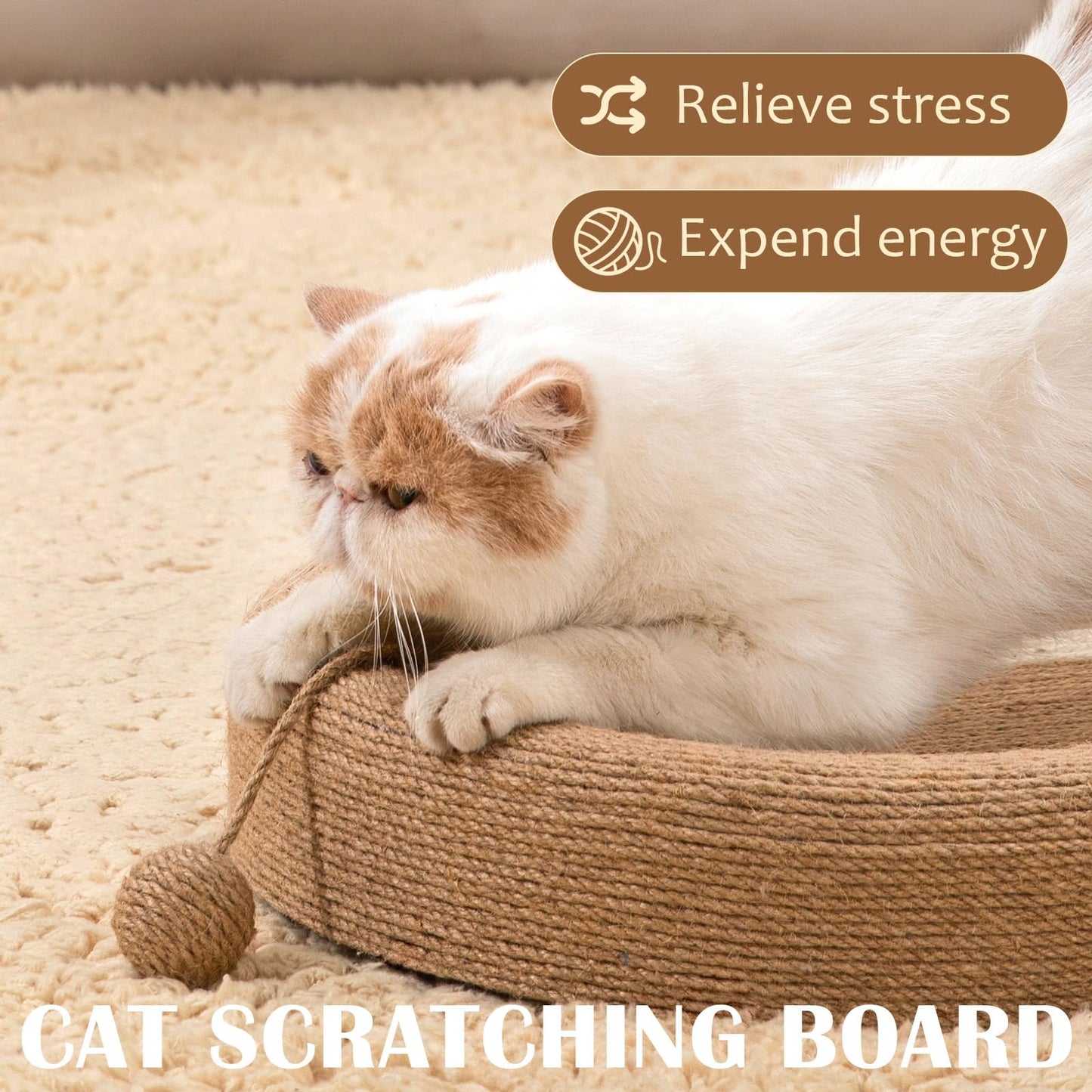 24" Sisal Cat Scratcher - 2-in-1 Bed & Scratching Board