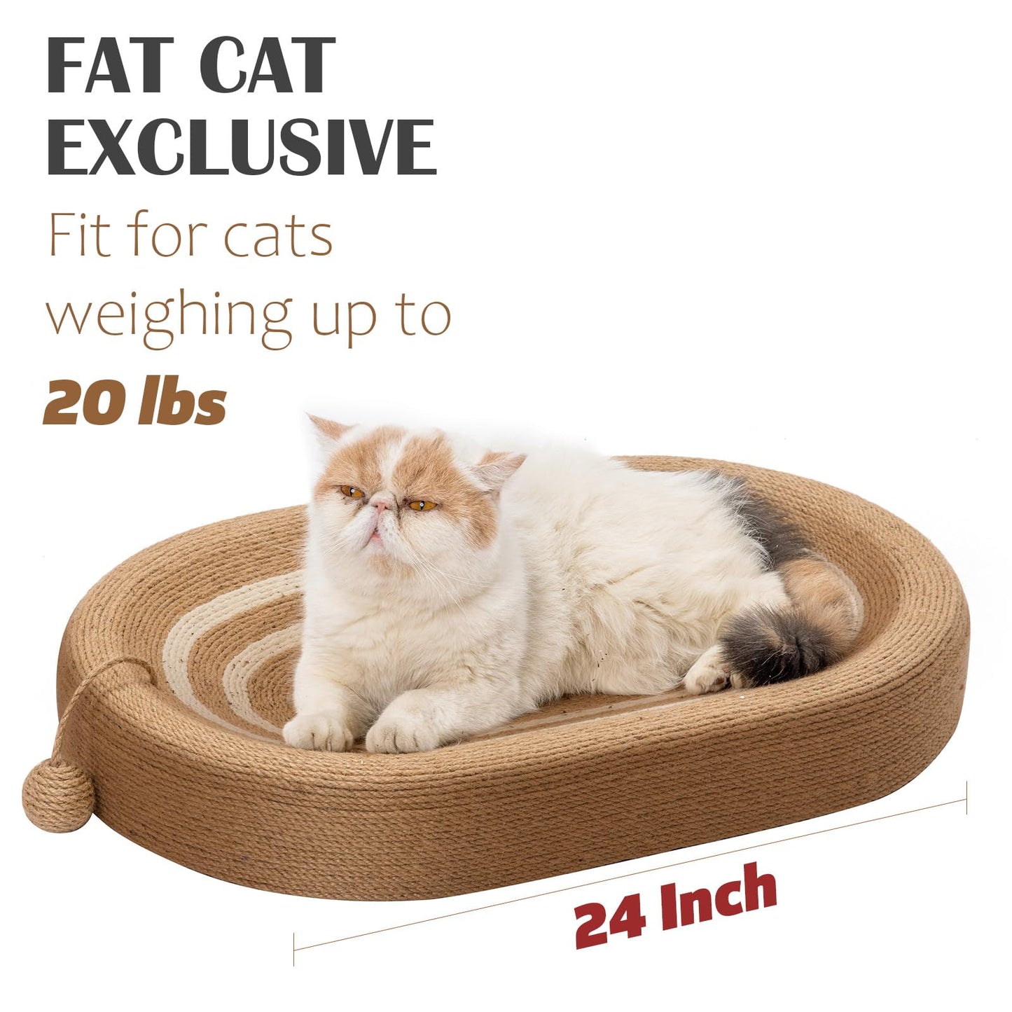 24" Sisal Cat Scratcher - 2-in-1 Bed & Scratching Board