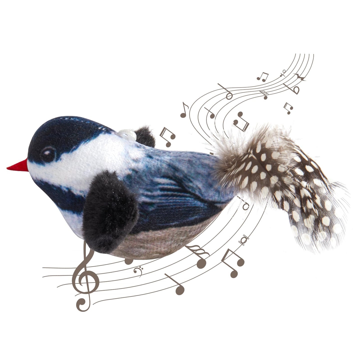 Automatic Chirping Bird Cat Toy - Interactive with Melody & Feather Tail