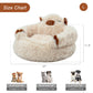 Camel Cozy Calming Donut Pet Bed - Plush, Cute Cartoon Puppy Design