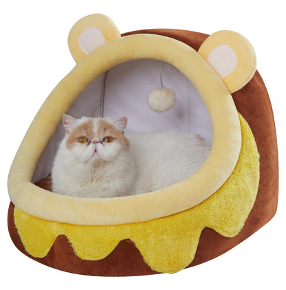 Cute Crystal Velvet Cat Igloo - Cozy Indoor Bed for Cats