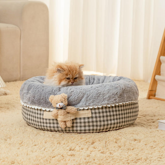 Teddy Donut Bed - Cozy for Indoor Cats & Small Dogs