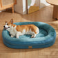 Luxury Round Dog Bed - Waterproof Lining & Bolster