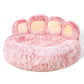 Cozy Paw-Shaped Calming Pet Bed - Soft Faux Fur, Round Donut, Machine Washable