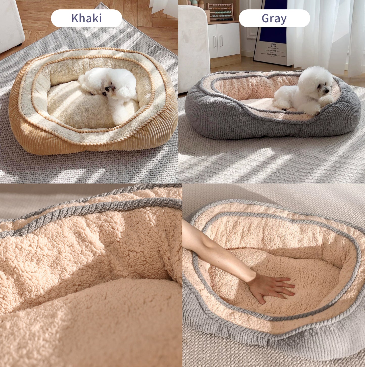 Oval Pet Bed - Cozy, Innovative Design, Plush Comfort, 100% PP Cotton Fill