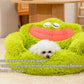 Green Mouth Cozy Pet Donut Bed - Calming Plush for Dogs & Cats