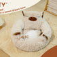 Camel Cozy Calming Donut Pet Bed - Plush, Cute Cartoon Puppy Design