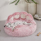 Cozy Paw-Shaped Calming Pet Bed - Soft Faux Fur, Round Donut, Machine Washable