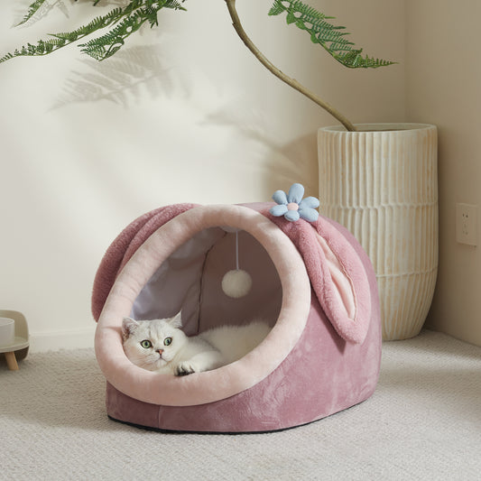 Cute Crystal Velvet Cat Igloo - Cozy Indoor Bed for Cats