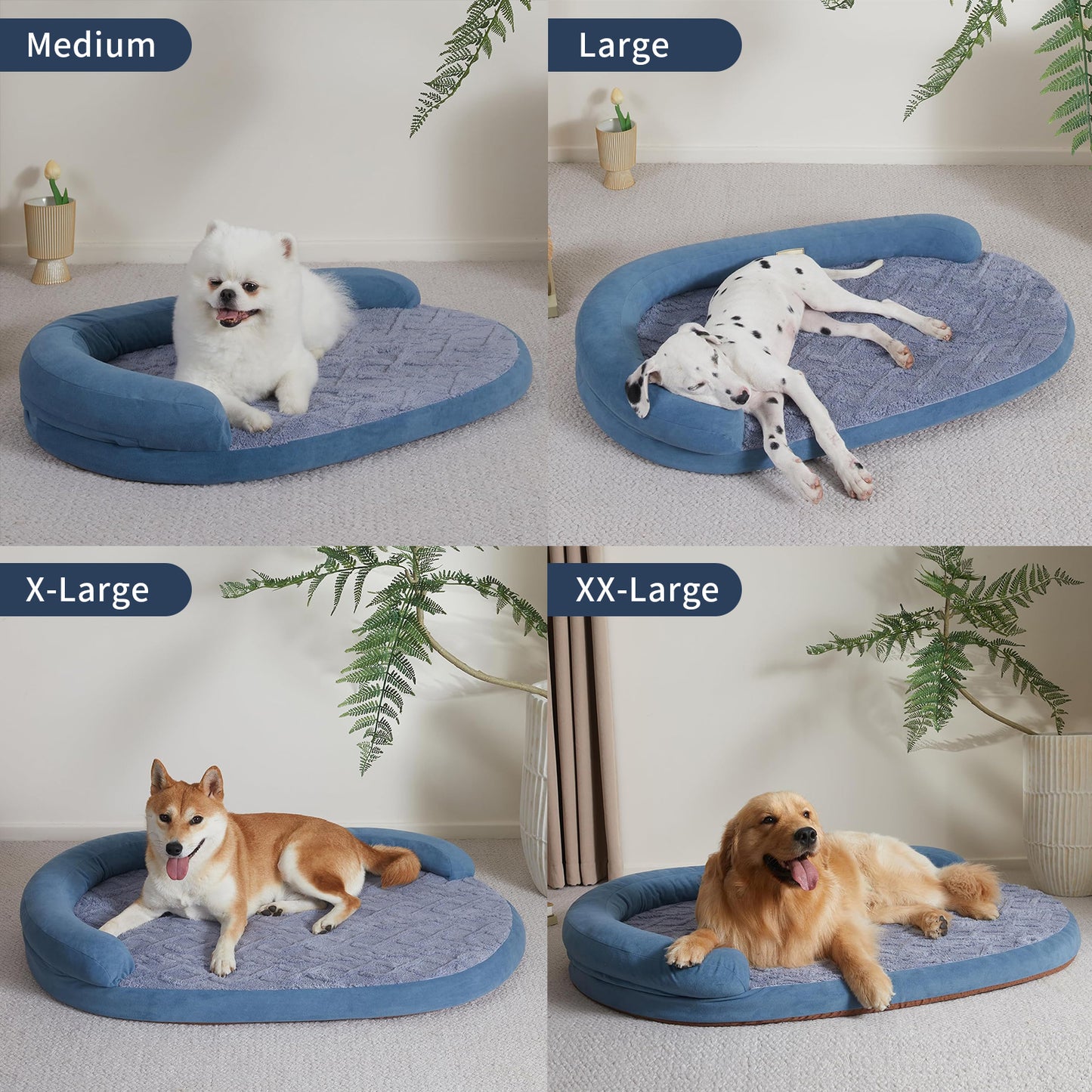 Luxury Waterproof Dog Bed - Egg-Crate Foam, Oval Pillow