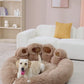 Cozy Paw-Shaped Calming Pet Bed - Soft Faux Fur, Round Donut, Machine Washable