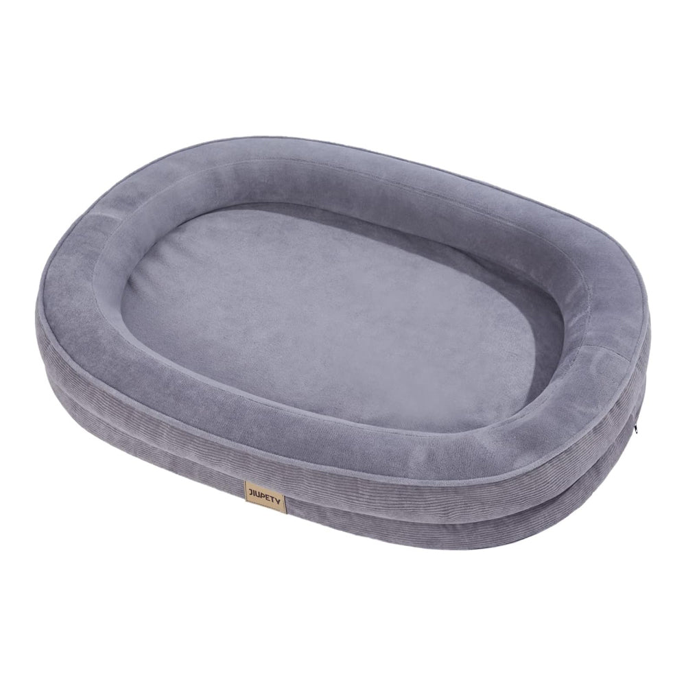 Luxury Round Dog Bed - Waterproof Lining & Bolster