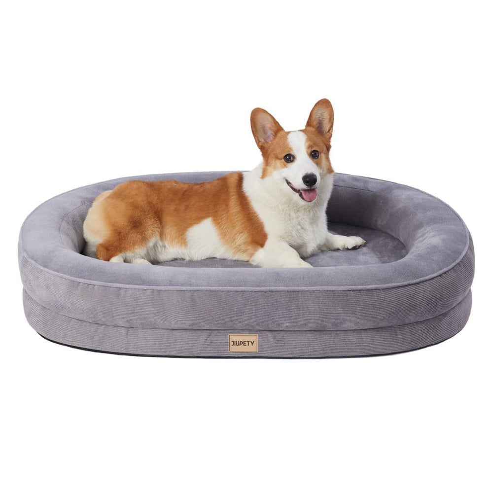 Luxury Round Dog Bed - Waterproof Lining & Bolster