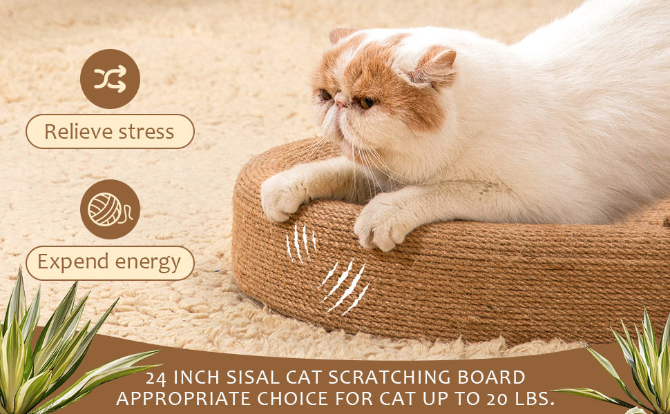 24" Sisal Cat Scratcher - 2-in-1 Bed & Scratching Board