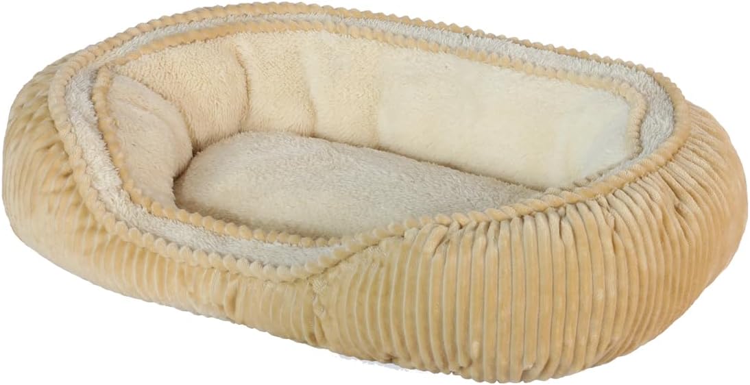 Oval Bed for Cats and Pocket Puppy | Small Size L24”X W16”| Out of the Box | Integrated Design | Cozy and Comfy | 100% Full of PP Cotton